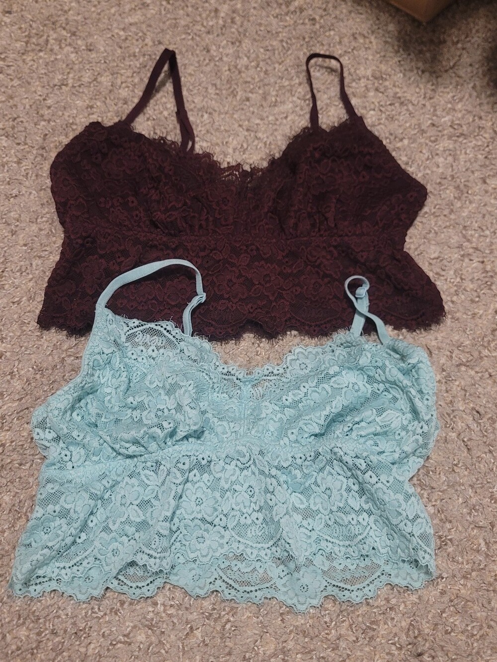 Aerie Lace Longline Bralette Bundle Aqia Mint Burgindy Maroon Md